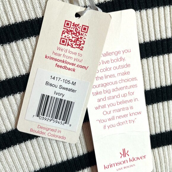 Krimson Klover Ivory Sweater MEDIUM Side Slits Bell Sleeves Wool Blend NEW - Picture 11 of 12